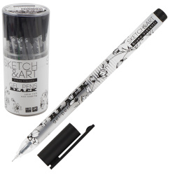 Ручка гелевая, игольчатая, пишущий узел 0,38 мм, цвет чернил черный UniWrite Black Sketch&Art BrunoVisconti 20-0296/01