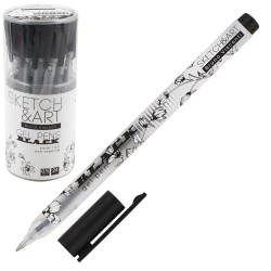 Ручка гелевая, игольчатая, пишущий узел 0,5 мм, цвет чернил черный UniWrite Black Sketch&Art BrunoVisconti 20-0296/02