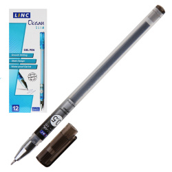 Ручка гелевая, игольчатая, пишущий узел 0,5 мм, цвет чернил черный OCEAN SLIM Linc 200S/black
