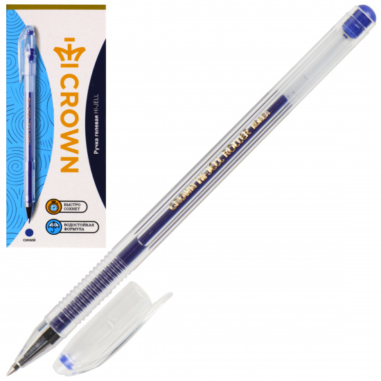 Ручка гелевая, пишущий узел 0,5 мм, цвет чернил синий Crown HJR-500B