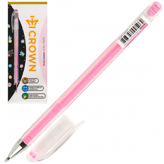 Ручка гелевая, пишущий узел 0,8 мм, цвет чернил розовый Crown HJR-500P