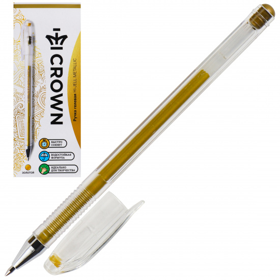 Ручка гелевая, пишущий узел 0,7 мм, цвет чернил золотой Crown HJR-500GSM