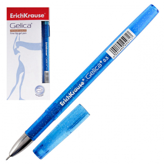 Ручка гелевая, игольчатая, пишущий узел 0,5 мм, цвет чернил синий Gelica Erich Krause 45471