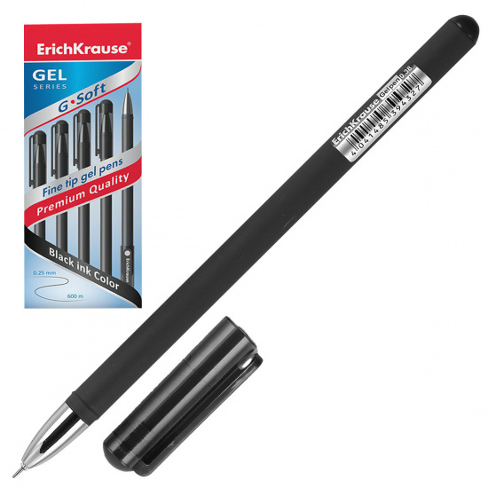Ручка гелевая, игольчатая, пишущий узел 0,38 мм, цвет чернил черный G-SOFT Erich Krause 39207