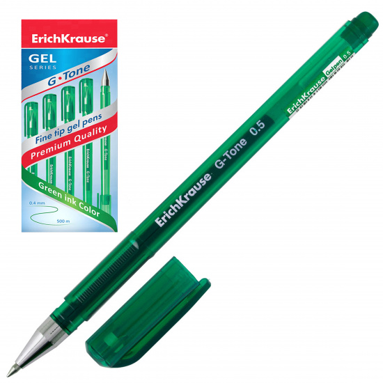 Ручка гелевая, пишущий узел 0,5 мм, цвет чернил зеленый G-TONE Erich Krause 39016