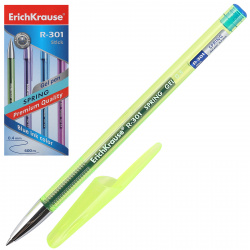 Ручка гелевая, пишущий узел 0,5 мм, цвет чернил синий, 4 вида Spring Gel Stick Erich Krause 53348