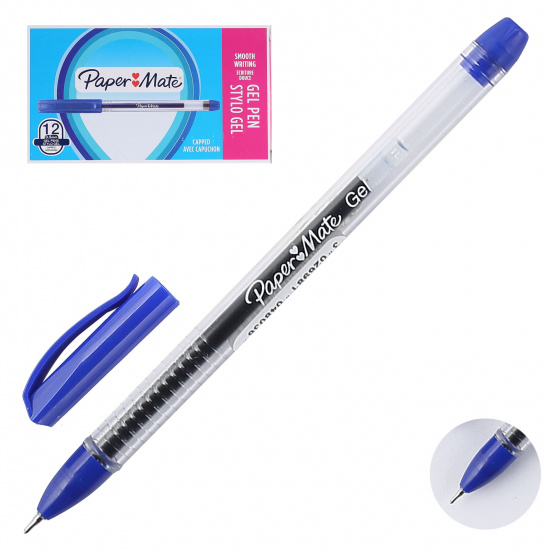 Ручка гелевая, игольчатая, пишущий узел 0,5 мм, цвет чернил синий PM JIFFY GEL TUCK BLUE PaperMate R2084419