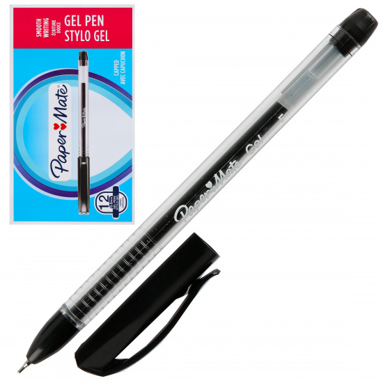 Ручка гелевая, игольчатая, пишущий узел 0,5 мм, цвет чернил черный JIFFY GEL PaperMate 2084375