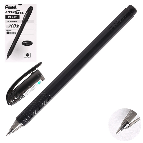 Ручка гел 0,7 тонирован корп Pentel EnerGel BL57-AO черная к/к