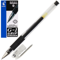 Ручка гел 0,5 прозр корп резин манжет Pilot BLGP-G1-5 B черн к/к