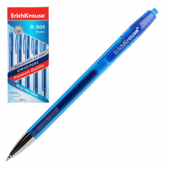 Ручка автоматическая, гелевая, пишущий узел 0,5 мм, цвет чернил синий R-301 Original Gel Matic Erich Krause 46460