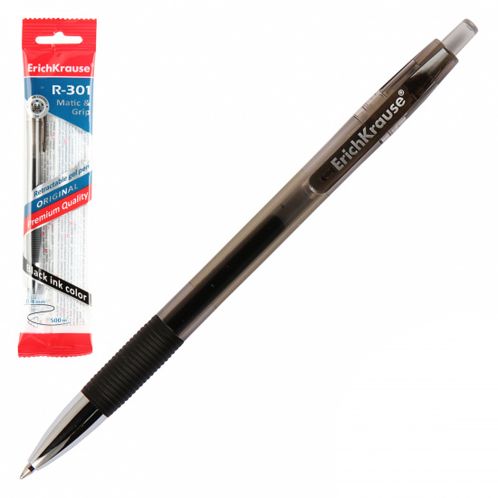 Ручка гелевая, пишущий узел 0,5 мм, цвет чернил черный R-301 Original Gel Matic&Grip Erich Krause 46817