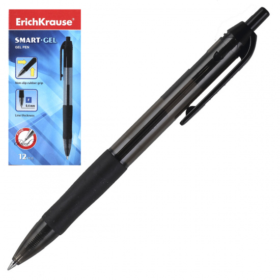 Ручка автоматическая, гелевая, пишущий узел 0,5 мм, цвет чернил черный Erich Krause 39012