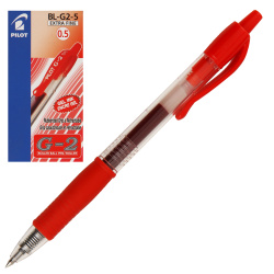 Ручка автоматическая, гелевая, пишущий узел 0,5 мм, цвет чернил красный Pilot BL-G2-5 R