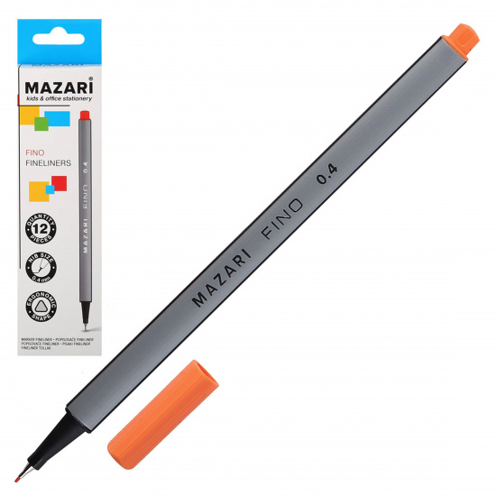 Ручка капиллярная, пишущий узел 0,4 мм, цвет чернил оранжевый Fino Mazari M-5300-77