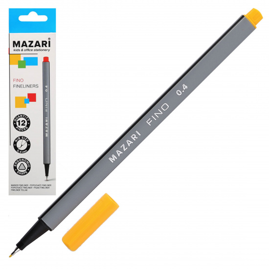 Ручка капиллярная, пишущий узел 0,4 мм, цвет чернил желтый Fino Mazari M-5300-78