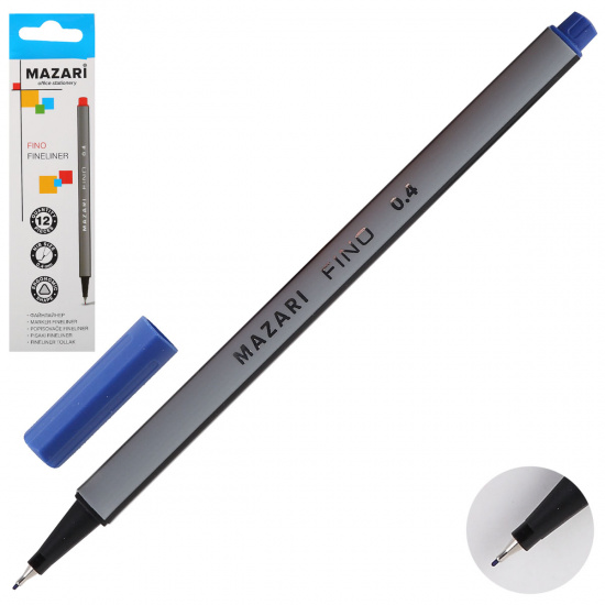 Ручка капиллярная, пишущий узел 0,4мм, цвет чернил синий Fino Mazari M-5300-70