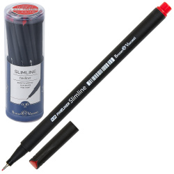 Ручка, капиллярная, пишущий узел 0,36 мм, одноразовая, цвет чернил красный, SlimLine, BrunoVisconti, 36-0036