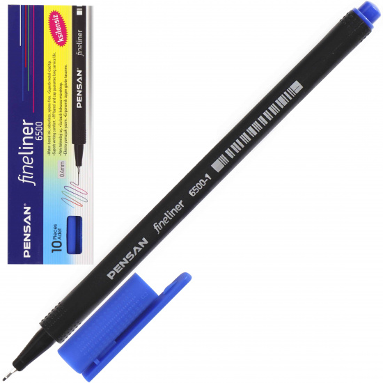 Ручка капиллярная, пишущий узел 0,4 мм, одноразовая, цвет чернил синий Fine Liner Pensan 6500/10/1599465