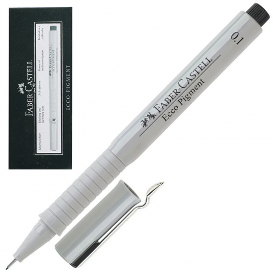 Ручка капиллярная, пишущий узел 0,1 мм, цвет чернил черный Еcco Pigment Faber-Castell 166199