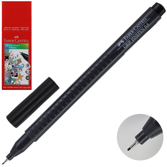 Ручка капиллярная, пишущий узел 0,4мм, цвет чернил черный Grip Faber-Castell 151699