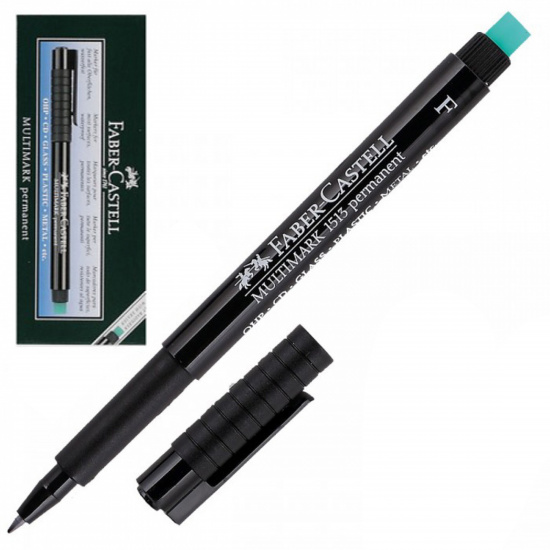 Ручка капиллярная 0,6 резиновая манжетка с ластиком Faber-Castell Multimark 151399 черный картонная коробка