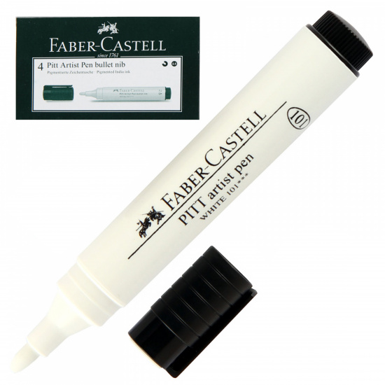 Ручка пишущий узел 2,5 мм, цвет чернил белый Pitt Artist Pen Bullet Nib Faber-Castell 167601