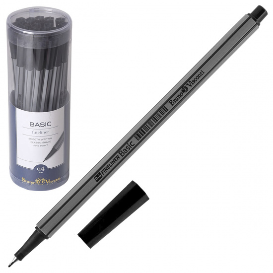 Ручка капиллярная, пишущий узел 0,4 мм, одноразовая, цвет чернил черный BrunoVisconti 36-0007