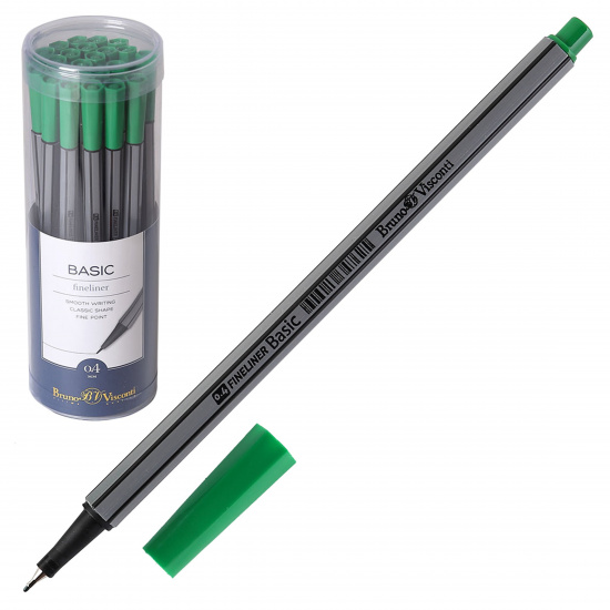 Ручка капиллярная, пишущий узел 0,4 мм, цвет чернил зеленый BASIC BrunoVisconti 36-0010
