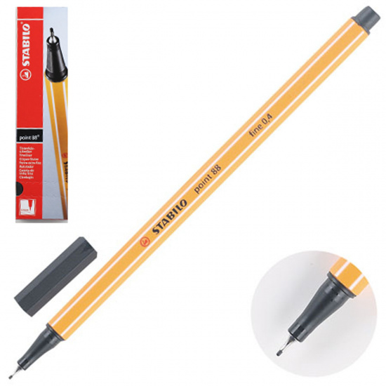 Ручка капиллярная, пишущий узел 0,4 мм, цвет чернил черный Point Stabilo 88/46