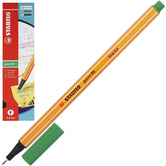 Ручка капиллярная, пишущий узел 0,4 мм, цвет чернил зеленый Point Stabilo 88/36