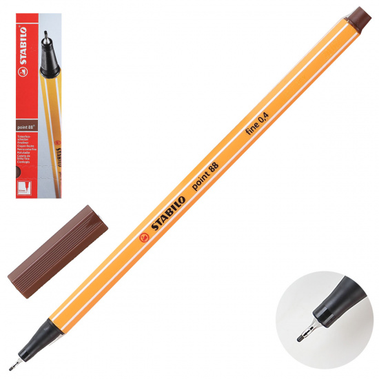 Ручка капиллярная, пишущий узел 0,4 мм, цвет чернил коричневый Point Stabilo 88/45