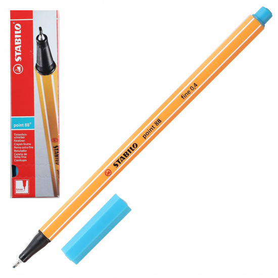 Ручка капиллярная, пишущий узел 0,4 мм, цвет чернил голубой Point Stabilo 88/51
