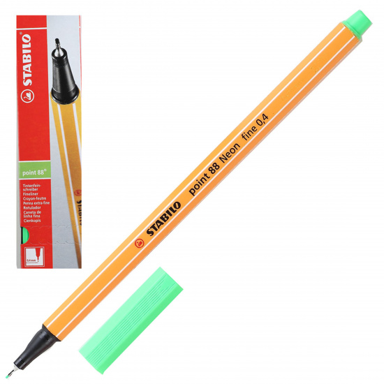 Ручка капиллярная, пишущий узел 0,4 мм, цвет чернил зеленый Point Stabilo 88/033