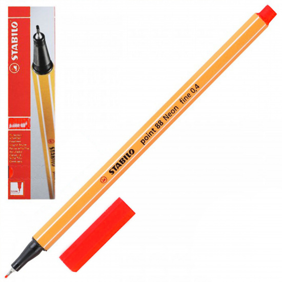 Ручка капиллярная, пишущий узел 0,4 мм, цвет чернил красный Point Stabilo 88/040