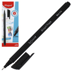 Ручка капиллярная, пишущий узел 0,4 мм, одноразовая, цвет чернил черный Graph Peps Maped 749111
