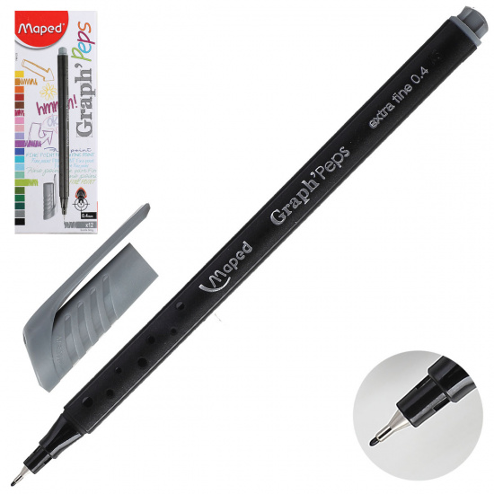 Ручка капил 0,4 однораз Graph Peps 749123 серый к/к