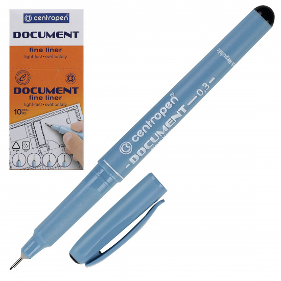 Ручка капиллярная, пишущий узел 0,3 мм, цвет чернил черный Document Centropen 2631/01-12(2)