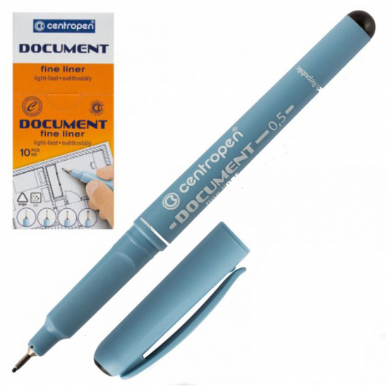 Ручка капиллярная, пишущий узел 0,5 мм, цвет чернил черный Document Centropen 2631/01-12(3)