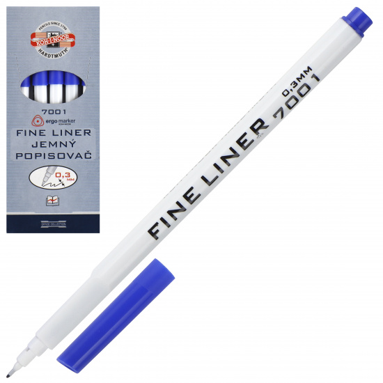 Ручка капиллярная, пишущий узел 0,3 мм, одноразовая, цвет чернил синий Koh-i-noor 7770011701KSRU