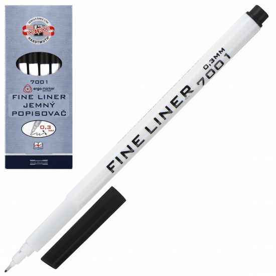 Ручка капиллярная, пишущий узел 0,3 мм, одноразовая, цвет чернил черный Koh-i-noor 7770013801KSRU