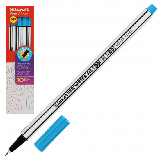 Ручка капиллярная, пишущий узел 0,8 мм, цвет чернил голубой Fine Writer Luxor 7138