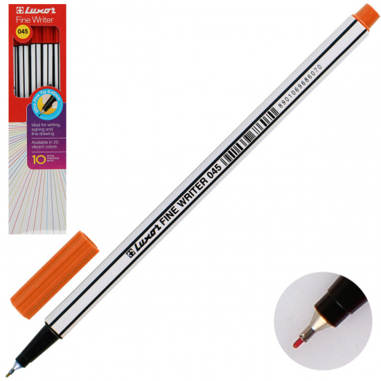 Ручка капиллярная, пишущий узел 0,8мм, цвет чернил красный кирпичный Fine Writer Luxor 7132