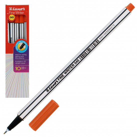 Ручка капиллярная, пишущий узел 0,8 мм, цвет чернил оранжевый Fine Writer Luxor 7125