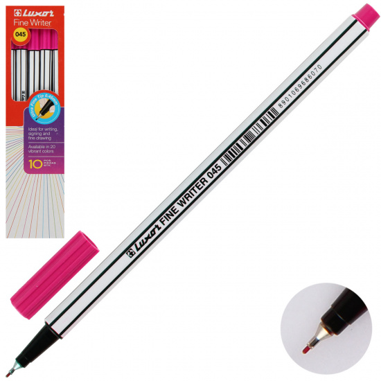 Ручка капиллярная, пишущий узел 0,8 мм, цвет чернил розовый Fine Writer Luxor 7130