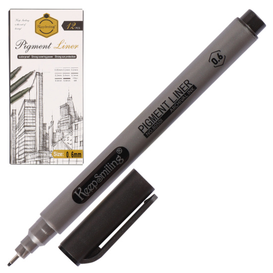 Ручка капиллярная, пишущий узел 0,6 мм, цвет чернил черный КОКОС 231827 KEEPSMILING