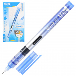 Ручка роллер пишущий узел 0,5 мм, игольчатая, одноразовая, цвет чернил синий Think Deli EQ300-BL
