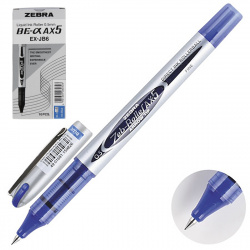 Ручка роллер пишущий узел 0,5мм, одноразовая, цвет чернил синий AX5 Zebra 829058