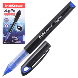 Ручка роллер пишущий узел 0,5 мм, одноразовая, цвет чернил синий Agile Erich Krause 55877