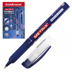 Ручка роллер пишущий узел 0,6 мм, игольчатая, одноразовая, цвет чернил синий Metrix Erich Krause 45479